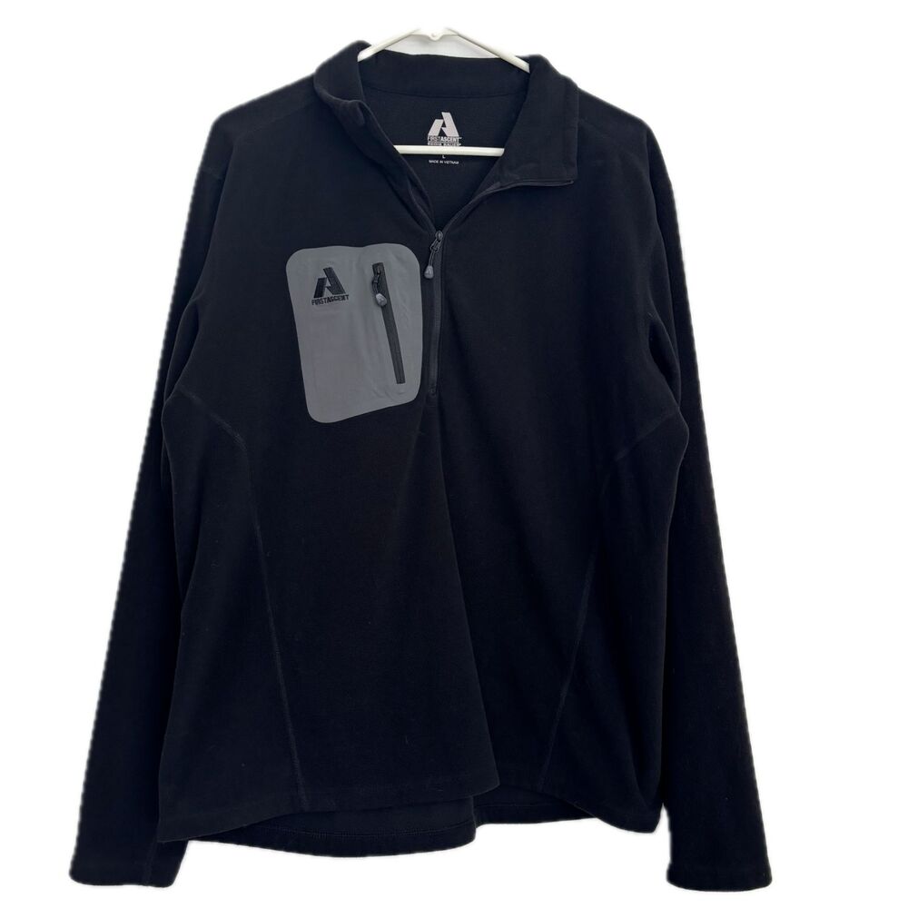 Eddie Bauer First Ascent Men L Black Fleece Long Sleeve Quarter 1/4 Zip Pullover